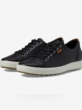 Ecco Men's Soft 7 Sneakers In Black White Genuine Leather Men’s Size 13-13.5
